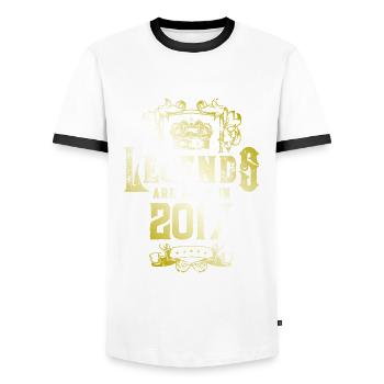 2017 Legends Birthday - Men's Ringer Shirt - white/black - Front - AI Model Female 172 light (172cm) & AI Model Male 178 dark (178cm)