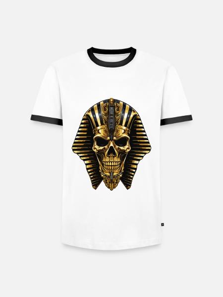 Pharaoh Skull - Men's Ringer Shirt - white/black