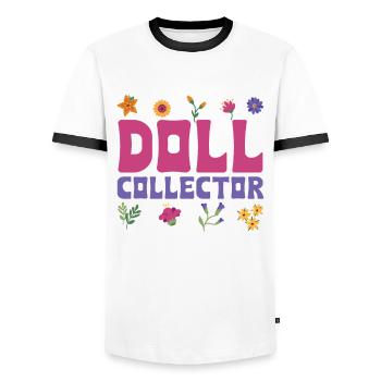 Mignon poupée collector fleur design - T-shirt contrasté Homme - blanc/noir - Devant - AI Model Female 172 light (172cm) & AI Model Male 178 dark (178cm)