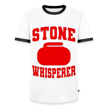 Curling Stone Whisperer - Men's Ringer Shirt - white/black - Front - AI Model Female 172 light (172cm) & AI Model Male 178 dark (178cm)