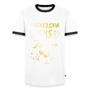 Barcelona Girls Tour Gold - T-shirt contrasté Homme - blanc/noir - Devant - AI Model Female 172 light (172cm) & AI Model Male 178 dark (178cm)