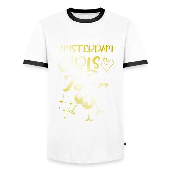 Amsterdam Girls Tour Gold - T-shirt contrasté Homme - blanc/noir - Devant - AI Model Female 172 light (172cm) & AI Model Male 178 dark (178cm)