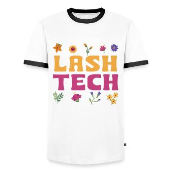 Technicienne en cils - T-shirt contrasté Homme - blanc/noir - Devant - AI Model Female 172 light (172cm) & AI Model Male 178 dark (178cm)