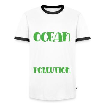 Save the Ocean Stop Protection - Men's Ringer Shirt - white/black - Front - AI Model Female 172 light (172cm) & AI Model Male 178 dark (178cm)