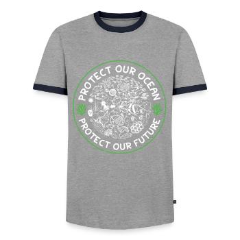 save the ocean - Männer Kontrast-T-Shirt - Grau/Navy  - Vorne - AI Model Female 172 light (172cm) & AI Model Male 178 light (178cm)