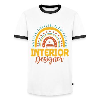 Innenarchitekt Boho Regenbogen T-Shirt - Männer Kontrast-T-Shirt - Weiß/Schwarz - Vorne - AI Model Female 172 light (172cm) & AI Model Male 178 dark (178cm)