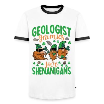Geologist Gnomies St. Patrick's Day - Men's Ringer Shirt - white/black - Front - AI Model Female 172 light (172cm) & AI Model Male 178 dark (178cm)