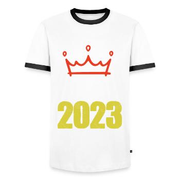 Cancun 2023 - Männer Kontrast-T-Shirt - Weiß/Schwarz - Vorne - AI Model Female 172 light (172cm) & AI Model Male 178 dark (178cm)