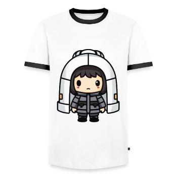 Igloo Eskimo Bande dessinée d’hiver - T-shirt contrasté Homme - blanc/noir - Devant - AI Model Female 172 light (172cm) & AI Model Male 178 dark (178cm)