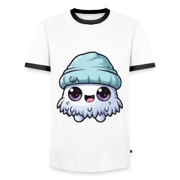 Erkältung Winter Virus Comic - Männer Kontrast-T-Shirt - Weiß/Schwarz - Vorne - AI Model Female 172 light (172cm) & AI Model Male 178 dark (178cm)