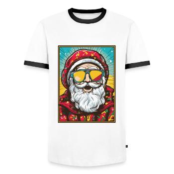 Santa Claus Christmas Santa - Men's Ringer Shirt - white/black - Front - AI Model Female 172 light (172cm) & AI Model Male 178 dark (178cm)