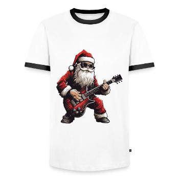 Weihnachtsmann Gitarre Santa - Männer Kontrast-T-Shirt - Weiß/Schwarz - Vorne - AI Model Female 172 light (172cm) & AI Model Male 178 dark (178cm)