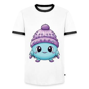Erkältung Winter Virus Comic - Männer Kontrast-T-Shirt - Weiß/Schwarz - Vorne - AI Model Female 172 light (172cm) & AI Model Male 178 dark (178cm)