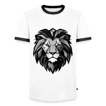 Lion, Head, Portrait, Animal - Men's Ringer Shirt - white/black - Front - AI Model Female 172 light (172cm) & AI Model Male 178 dark (178cm)
