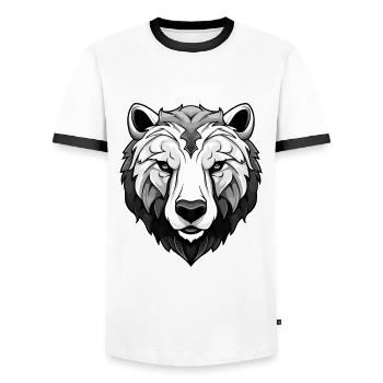 Polar Bear Head Portrait Animal Polar Bear - Men's Ringer Shirt - white/black - Front - AI Model Female 172 light (172cm) & AI Model Male 178 dark (178cm)
