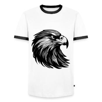 Adler Kopf Porträt Tier - Männer Kontrast-T-Shirt - Weiß/Schwarz - Vorne - AI Model Female 172 light (172cm) & AI Model Male 178 dark (178cm)