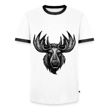 Elch Kopf Porträt Tier - Männer Kontrast-T-Shirt - Weiß/Schwarz - Vorne - AI Model Female 172 light (172cm) & AI Model Male 178 dark (178cm)