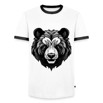 Panda Head Portrait Animal - Men's Ringer Shirt - white/black - Front - AI Model Female 172 light (172cm) & AI Model Male 178 dark (178cm)