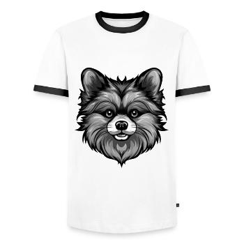 Pomeranian Dog Head Portrait Animal - Men's Ringer Shirt - white/black - Front - AI Model Female 172 light (172cm) & AI Model Male 178 dark (178cm)