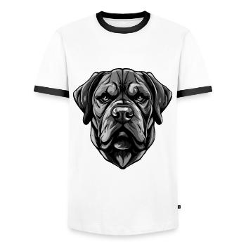 Mastiff Dog Head Portrait Animal - Men's Ringer Shirt - white/black - Front - AI Model Female 172 light (172cm) & AI Model Male 178 dark (178cm)