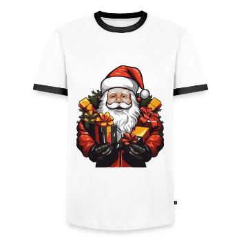 Santa Claus Christmas Christmas - Men's Ringer Shirt - white/black - Front - AI Model Female 172 light (172cm) & AI Model Male 178 dark (178cm)