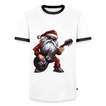 Weihnachtsmann Gitarre Santa - Männer Kontrast-T-Shirt - Weiß/Schwarz - Vorne - AI Model Female 172 light (172cm) & AI Model Male 178 dark (178cm)