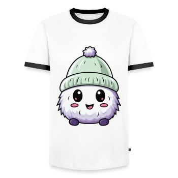 Esquimau Froid Comique Hiver - T-shirt contrasté Homme - blanc/noir - Devant - AI Model Female 172 light (172cm) & AI Model Male 178 dark (178cm)