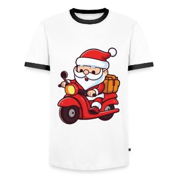 Santa Claus Santa Vehicle - Men's Ringer Shirt - white/black - Front - AI Model Female 172 light (172cm) & AI Model Male 178 dark (178cm)