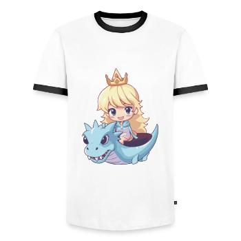 Prinzessin Drache Niedlich - Männer Kontrast-T-Shirt - Weiß/Schwarz - Vorne - AI Model Female 172 light (172cm) & AI Model Male 178 dark (178cm)