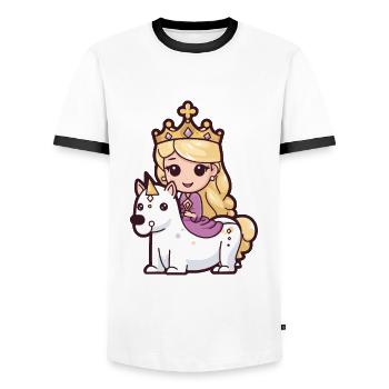 Princesse Cheval Mignon - T-shirt contrasté Homme - blanc/noir - Devant - AI Model Female 172 light (172cm) & AI Model Male 178 dark (178cm)