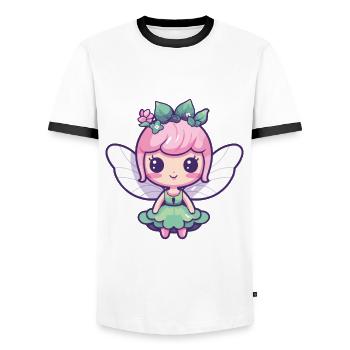 Fairy Comic Cute - Men's Ringer Shirt - white/black - Front - AI Model Female 172 light (172cm) & AI Model Male 178 dark (178cm)