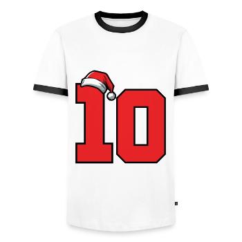 10 Zahl Weihnachten - Männer Kontrast-T-Shirt - Weiß/Schwarz - Vorne - AI Model Female 172 light (172cm) & AI Model Male 178 dark (178cm)