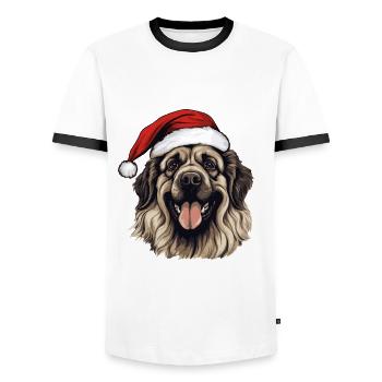 Leonberger Dog Christmas Head - Men's Ringer Shirt - white/black - Front - AI Model Female 172 light (172cm) & AI Model Male 178 dark (178cm)
