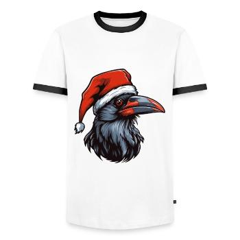 Krähe Rabe Weihnachten Tier Kopf - Männer Kontrast-T-Shirt - Weiß/Schwarz - Vorne - AI Model Female 172 light (172cm) & AI Model Male 178 dark (178cm)