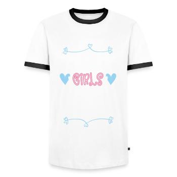 Après-Ski Girls Tour Heart - T-shirt contrasté Homme - blanc/noir - Devant - AI Model Female 172 light (172cm) & AI Model Male 178 dark (178cm)