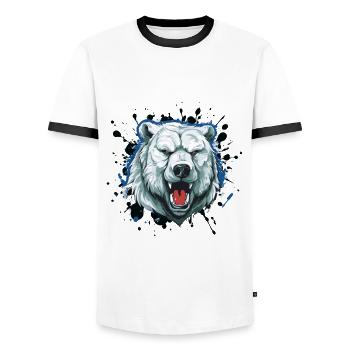 Polar Bear Head Icon Animal Polar Bear - Men's Ringer Shirt - white/black - Front - AI Model Female 172 light (172cm) & AI Model Male 178 dark (178cm)