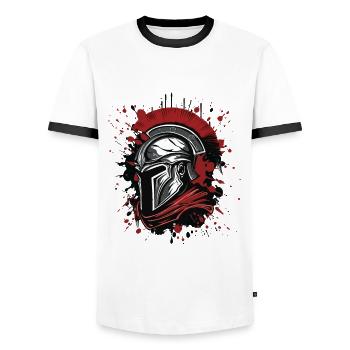 Spartan Helmet Head Sparta - Men's Ringer Shirt - white/black - Front - AI Model Female 172 light (172cm) & AI Model Male 178 dark (178cm)