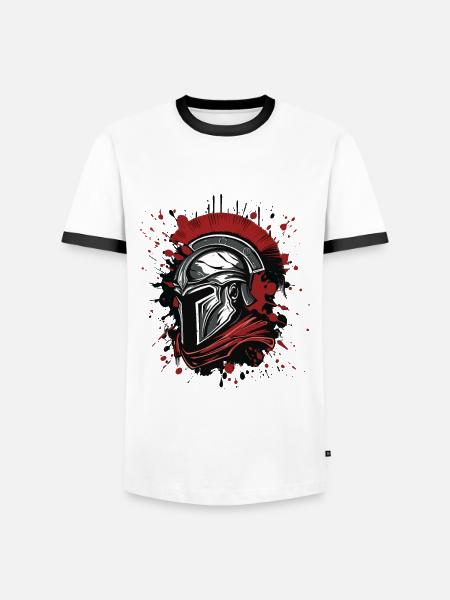 Spartan Helmet Head Sparta - Men's Ringer Shirt - white/black