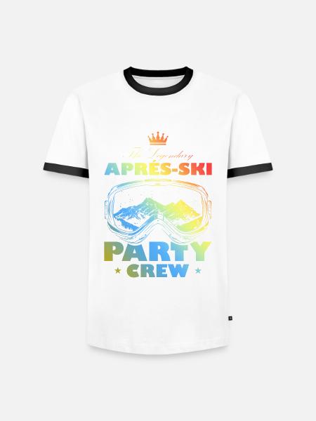 After Ski Party Motto Team Bunt - Kontrast-T-shirt herr - vit/svart