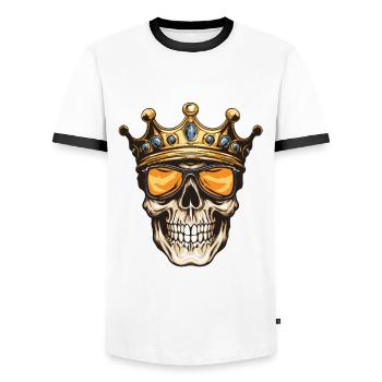 Skull King Crown - Men's Ringer Shirt - white/black - Front - AI Model Female 172 light (172cm) & AI Model Male 178 dark (178cm)