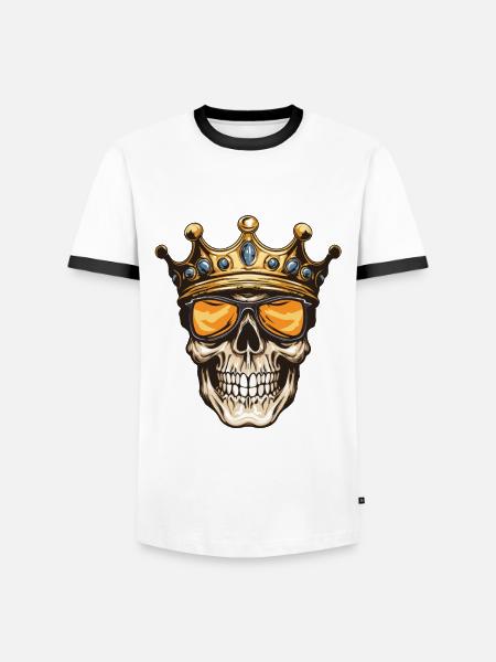 Skull King Crown - Men's Ringer Shirt - white/black