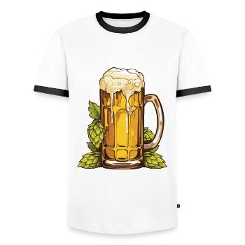 Verre à bière, houblon, malt, bière - T-shirt contrasté Homme - blanc/noir - Devant - AI Model Female 172 light (172cm) & AI Model Male 178 dark (178cm)