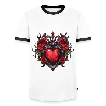Coeur Symbole Amour - T-shirt contrasté Homme - blanc/noir - Devant - AI Model Female 172 light (172cm) & AI Model Male 178 dark (178cm)
