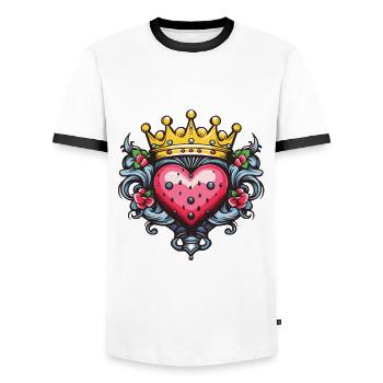 Herz Krone Liebe - Männer Kontrast-T-Shirt - Weiß/Schwarz - Vorne - AI Model Female 172 light (172cm) & AI Model Male 178 dark (178cm)