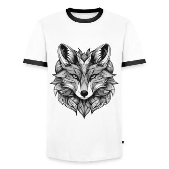 Fox Portrait Head Animal - Men's Ringer Shirt - white/black - Front - AI Model Female 172 light (172cm) & AI Model Male 178 dark (178cm)