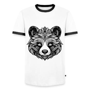 Panda Portrait Head Animal - Men's Ringer Shirt - white/black - Front - AI Model Female 172 light (172cm) & AI Model Male 178 dark (178cm)