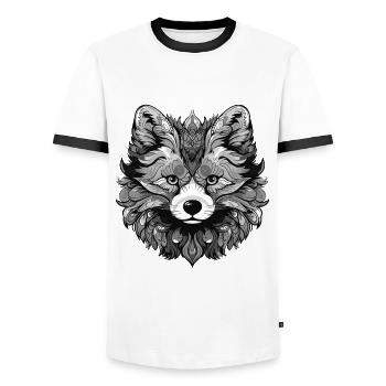 Pomeranian Dog Portrait Head Animal - Men's Ringer Shirt - white/black - Front - AI Model Female 172 light (172cm) & AI Model Male 178 dark (178cm)