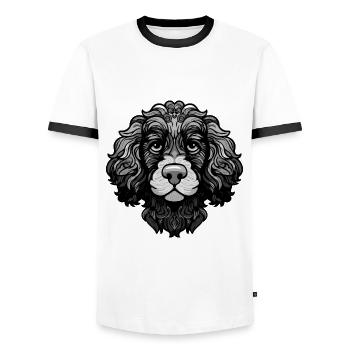 Pudel Hund Porträt Kopf Tier - Männer Kontrast-T-Shirt - Weiß/Schwarz - Vorne - AI Model Female 172 light (172cm) & AI Model Male 178 dark (178cm)