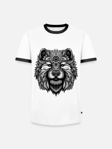 Chow Chow Dog Dog Head - Men's Ringer Shirt - white/black