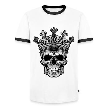 Crâne de la couronne du roi Crâne - T-shirt contrasté Homme - blanc/noir - Devant - AI Model Female 172 light (172cm) & AI Model Male 178 dark (178cm)